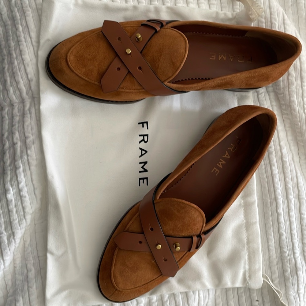 Frame Camel suede loafers, size 9 1/2.  Excellent condition